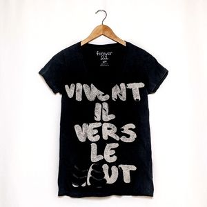 forever 21 deep v distressed graphic tee